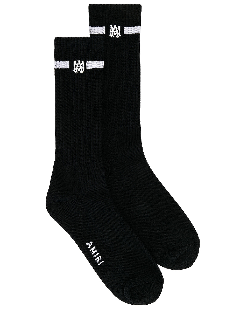 Image 1 of Amiri Small Ma Solid Socks in Black