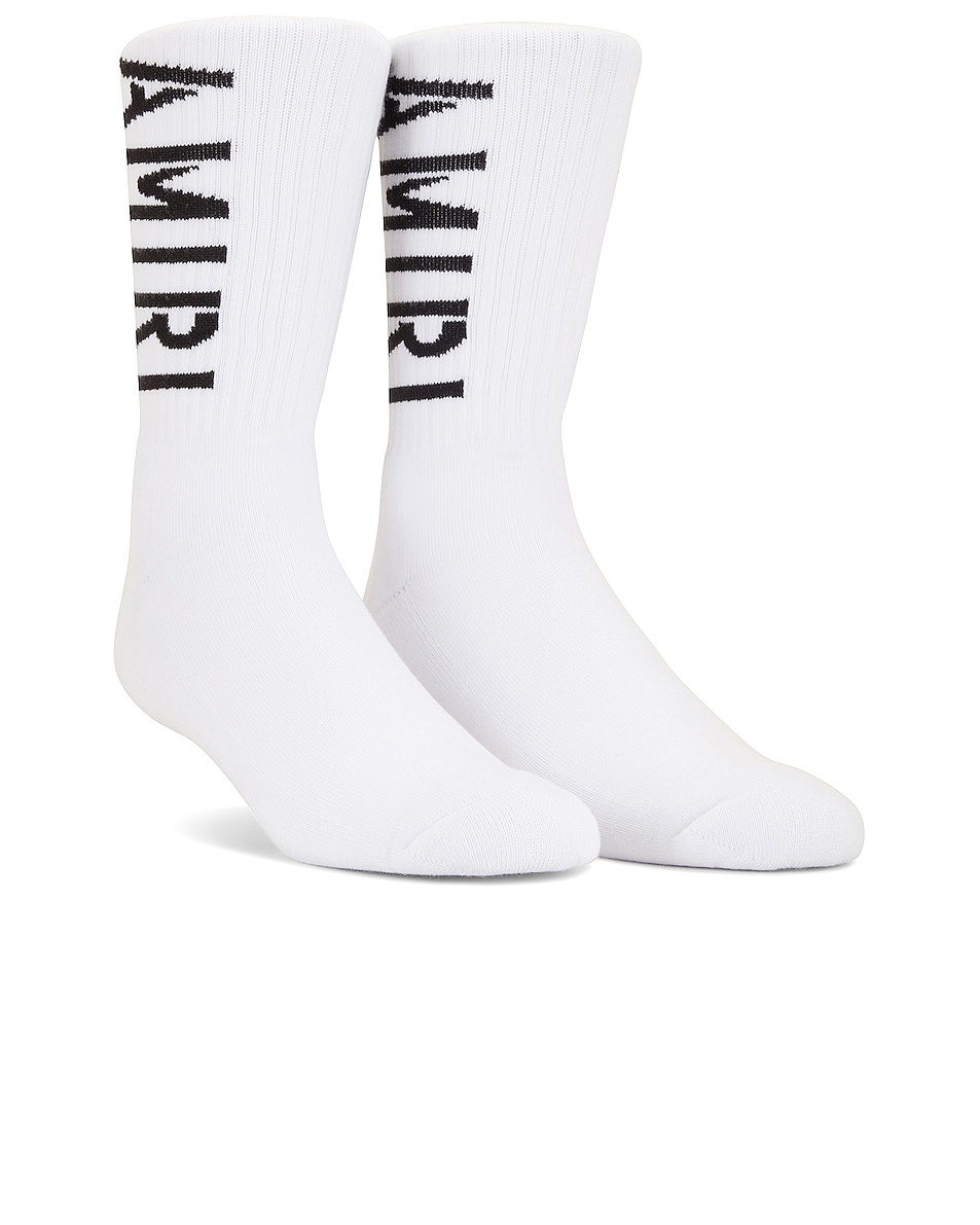 Image 1 of Amiri Stencil Socks in White & Black
