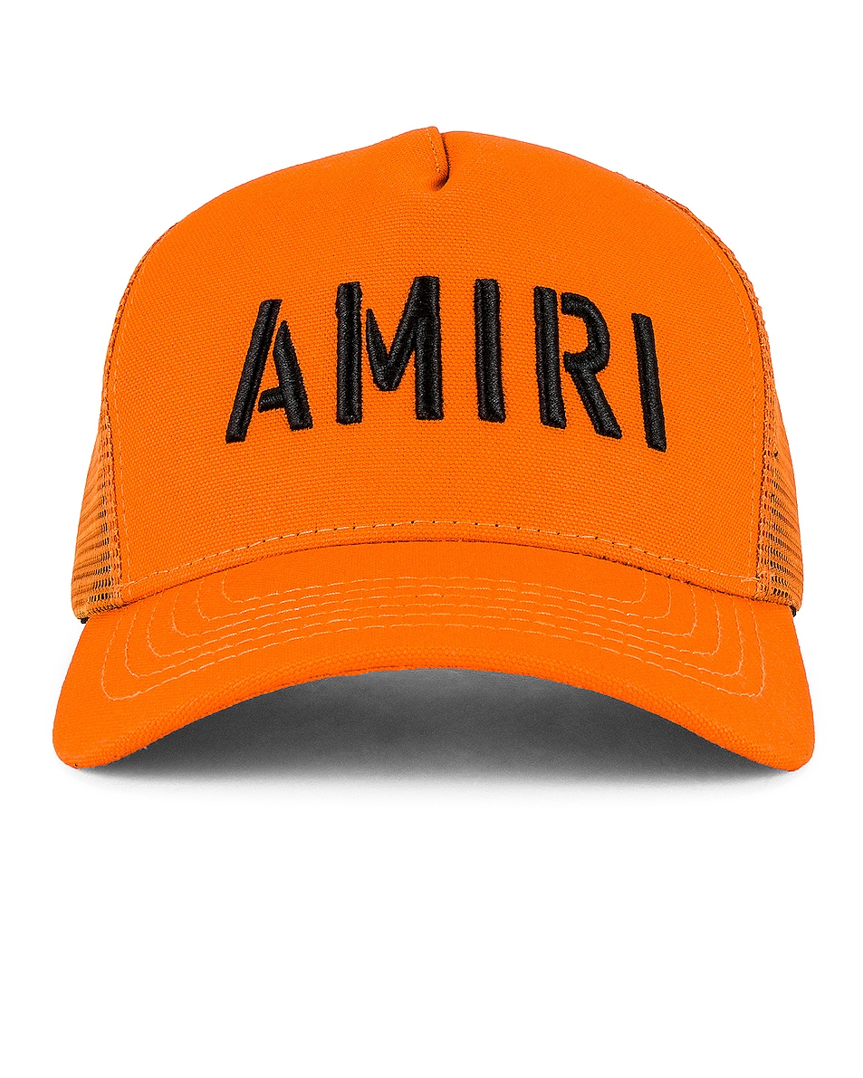 Image 1 of Amiri Arts Stencil Trucker Hat in Orange
