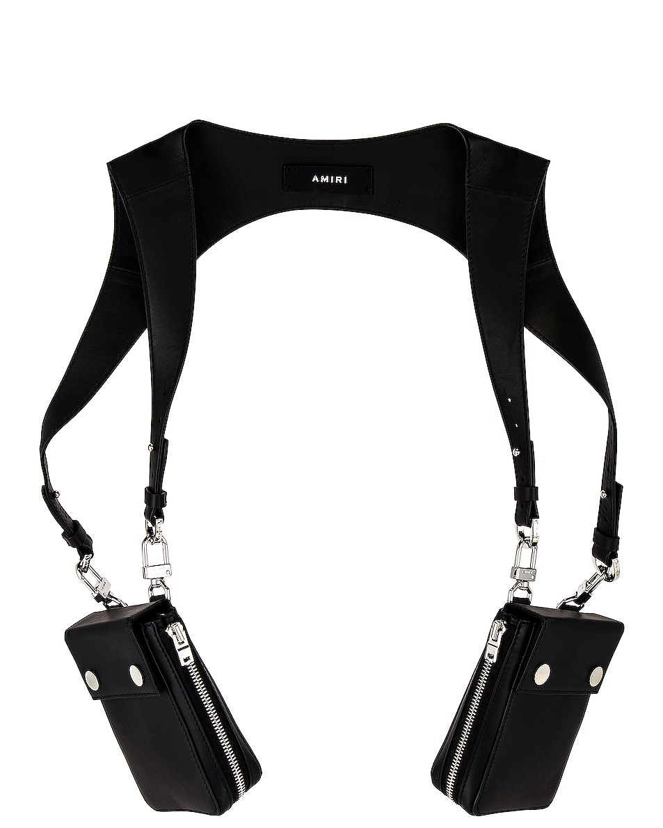 Image 1 of Amiri Calf Harness bag in Black & Silver