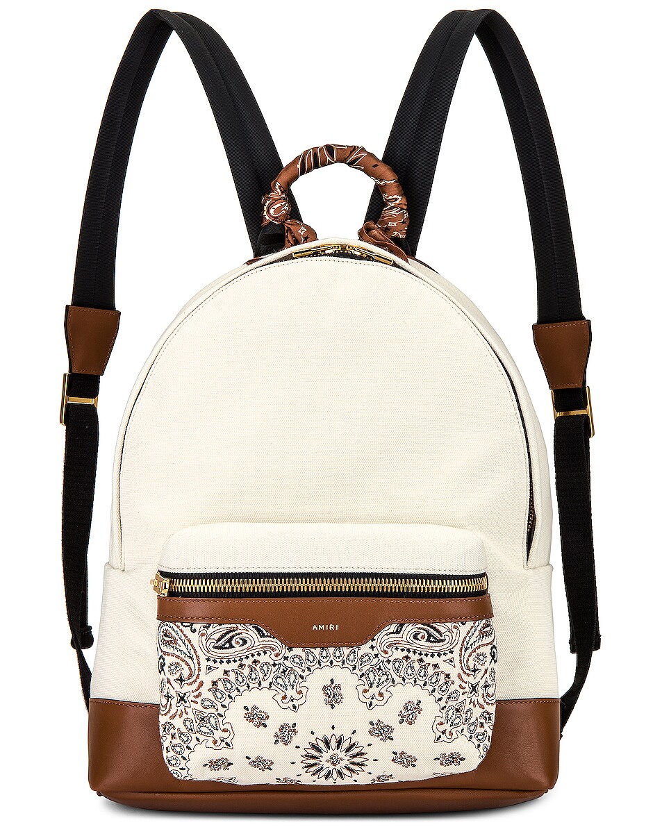 Image 1 of Amiri Canvas Bandana Backpack in Ivory & Brown