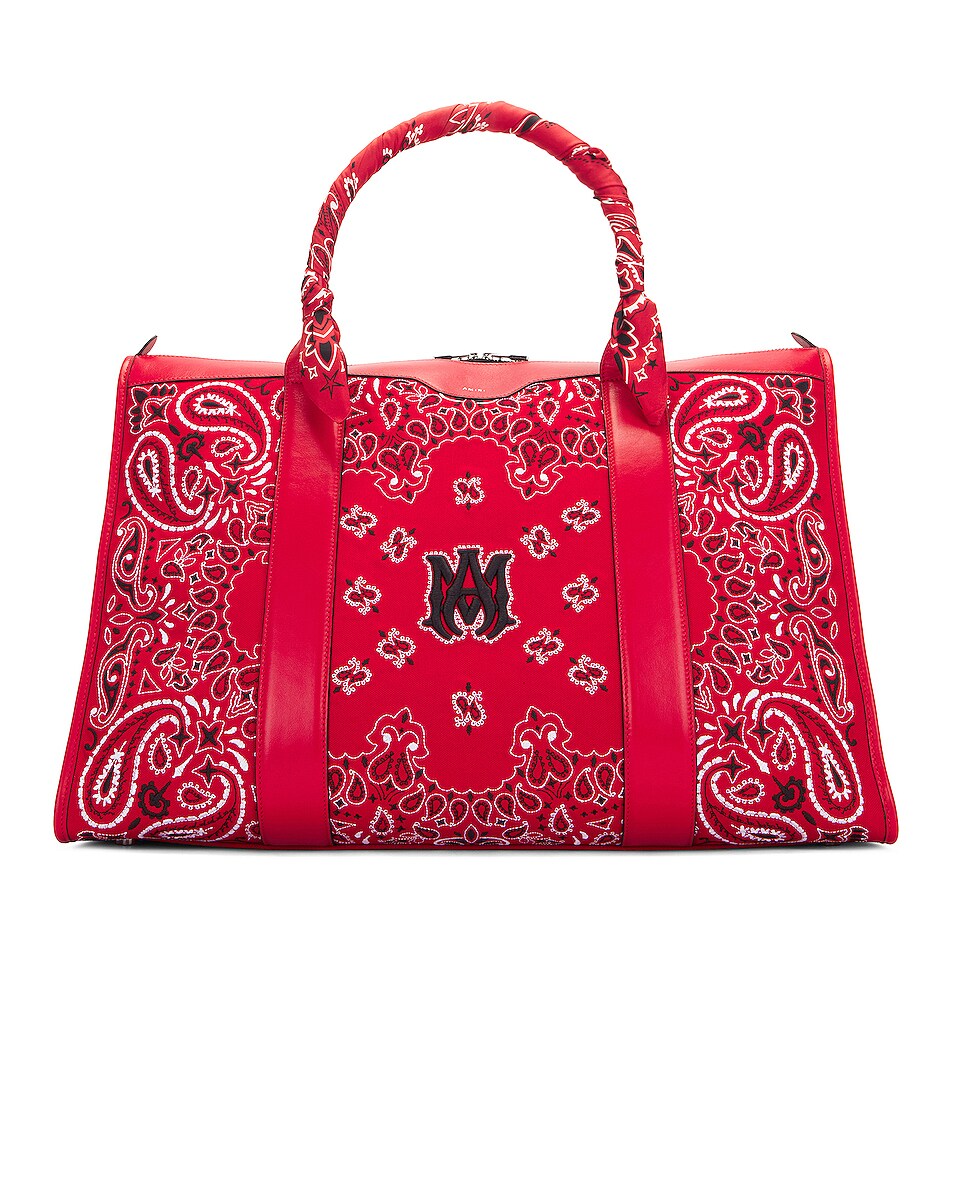 Image 1 of Amiri Bandana Embroidered Weekend Bag in Red