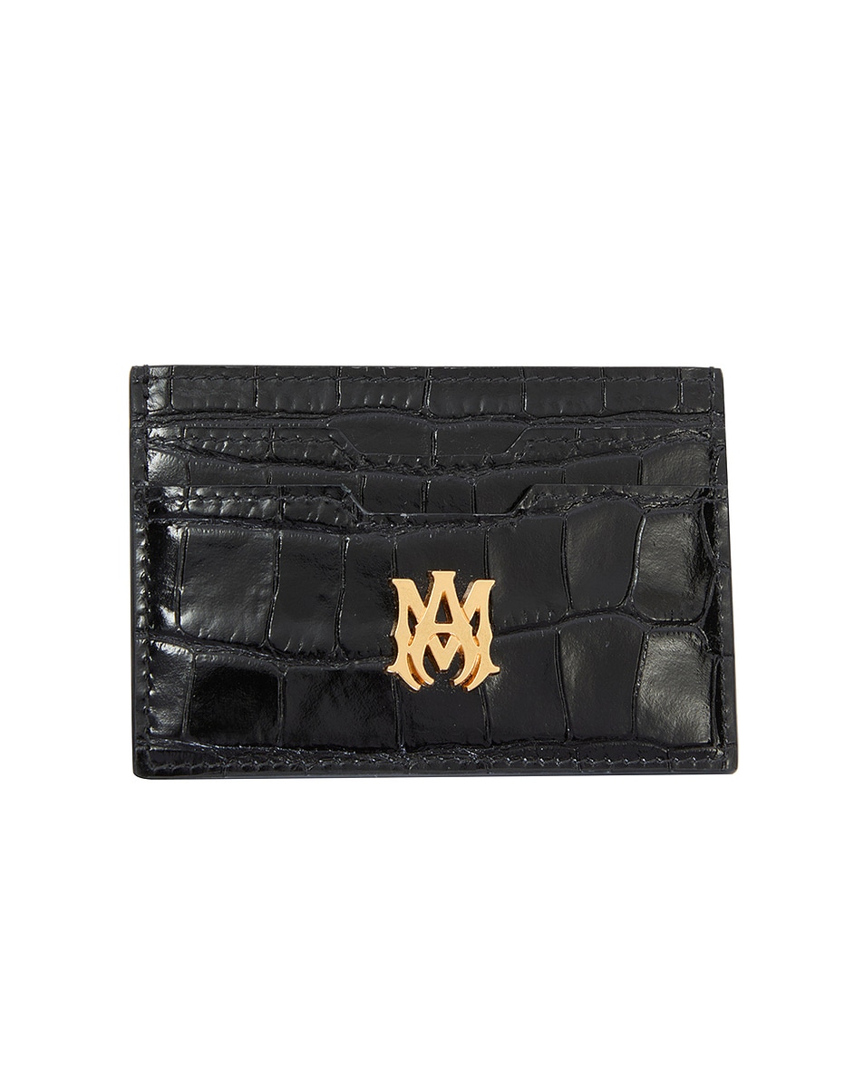 Image 1 of Amiri Croc Embossed Card Holder in Black
