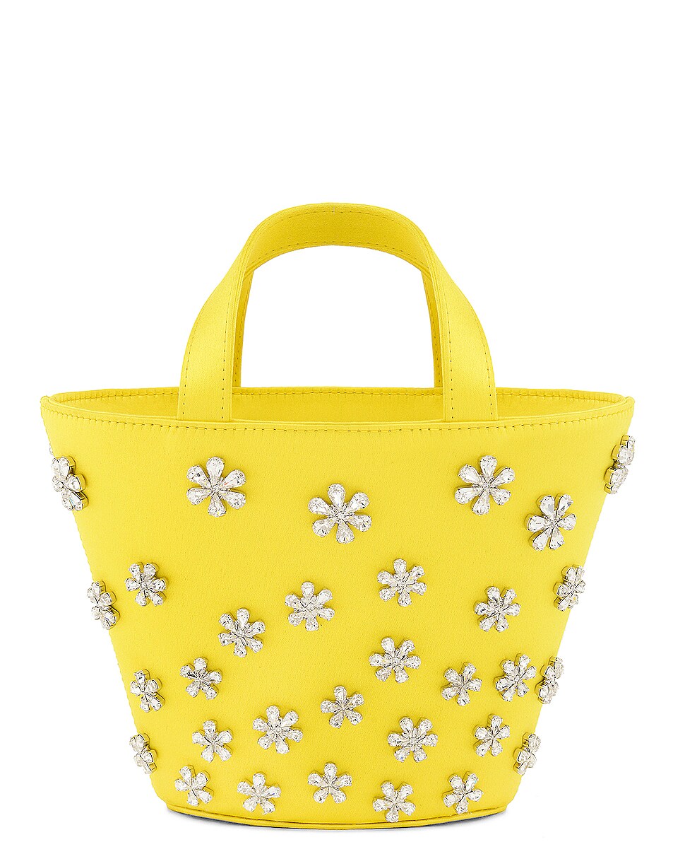 AMINA MUADDI Lily Satin Bucket Bag in Yellow | FWRD