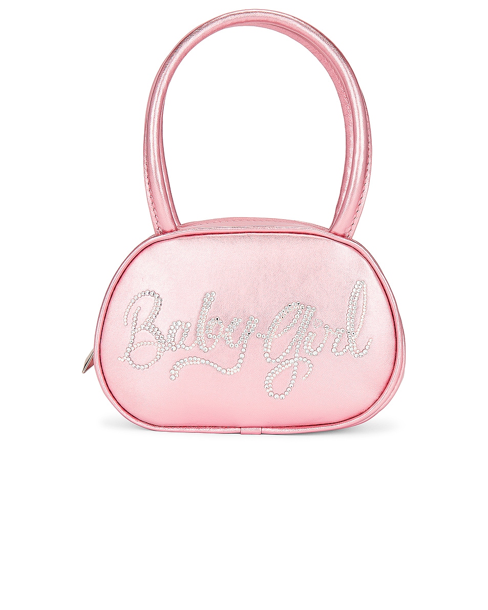 Image 1 of AMINA MUADDI Super Amini Metallic Babygirl Bag in Light Baby Pink