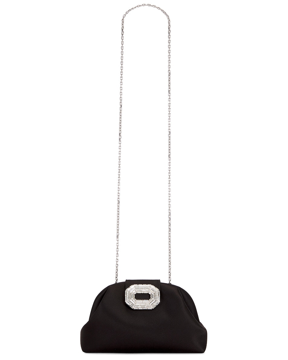 Image 1 of AMINA MUADDI Camelia Satin Bag In Black & Silver in Black & Silver