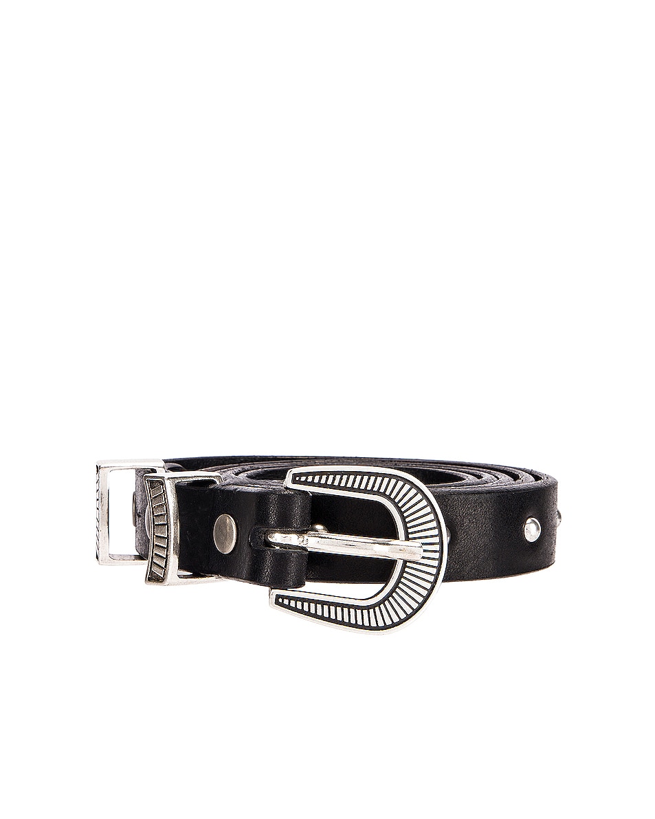 Image 1 of ALANUI Engraved Lines Studded Belt in Black
