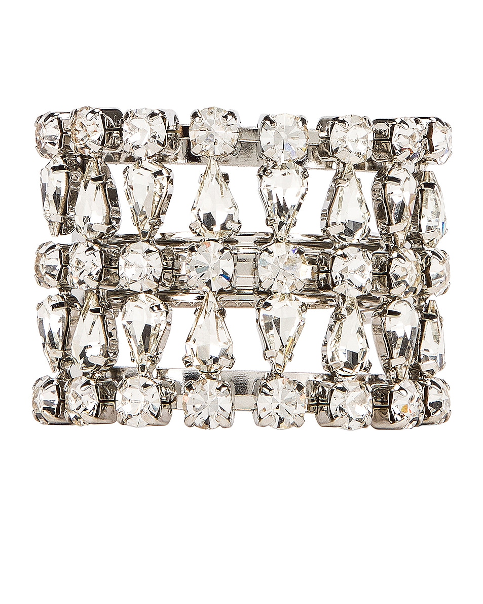 Image 1 of AREA Crystal Ponytail Barrette in Clear & Silver Clear