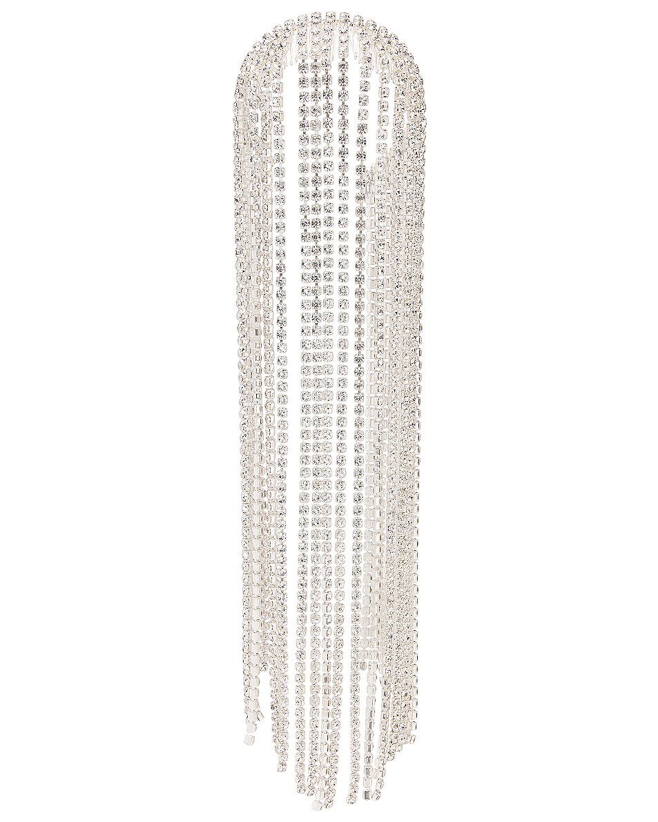 Image 1 of AREA Crystal Fringe Headband in Clear & Silver Clear