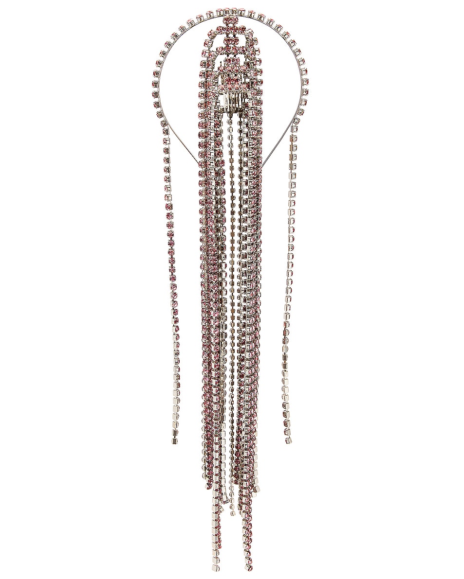 Image 1 of AREA Crystal Cupchain Hair Piece in Rose & Antique Silver
