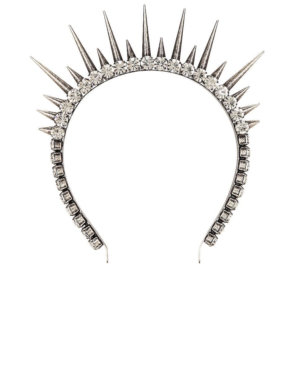 Image 1 of AREA Crystal Spike Headband in Clear & Antique Silver