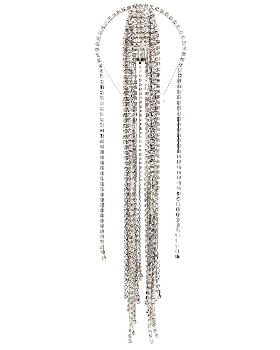 Image 1 of AREA Crystal Fringe Headband in Clear Crystal & Silver