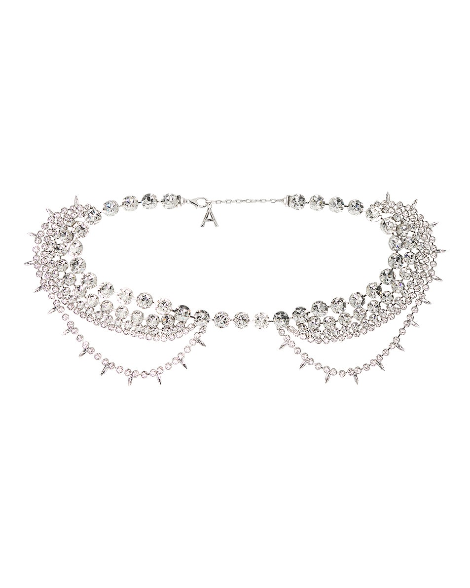 Image 1 of AREA Crystal Multi Layer Belt in Clear Crystal & Silver