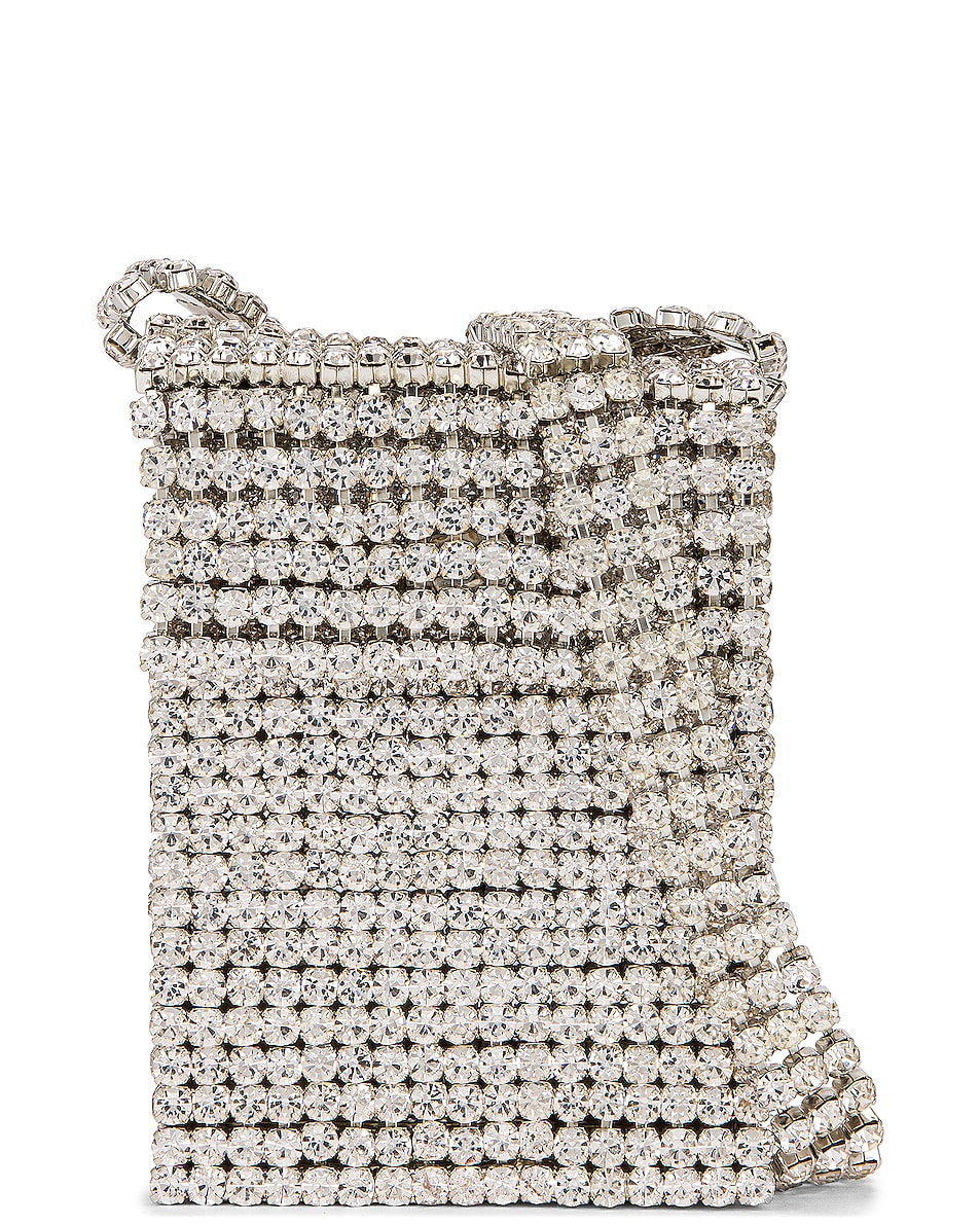 Image 1 of AREA Crystal Flapper Mini Bag in Clear Crystal & Silver