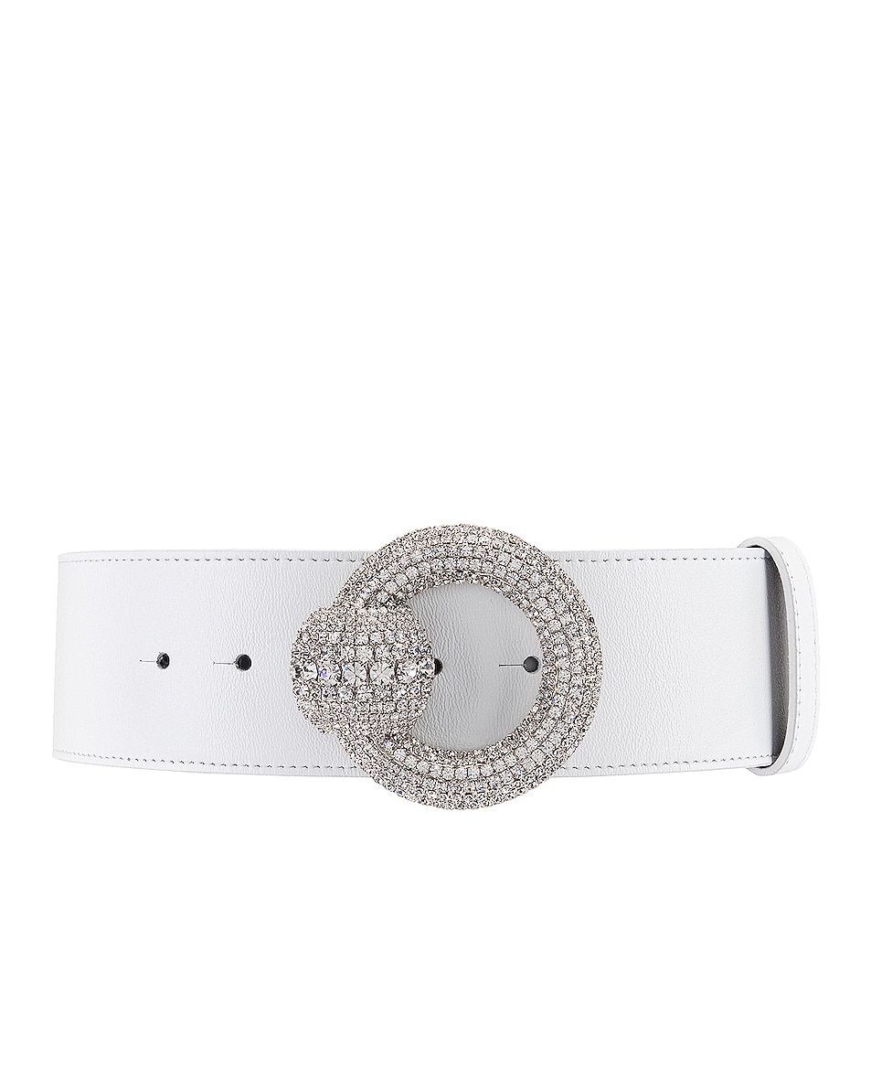 Image 1 of Alessandra Rich Circle Crystal Buckle Belt in White