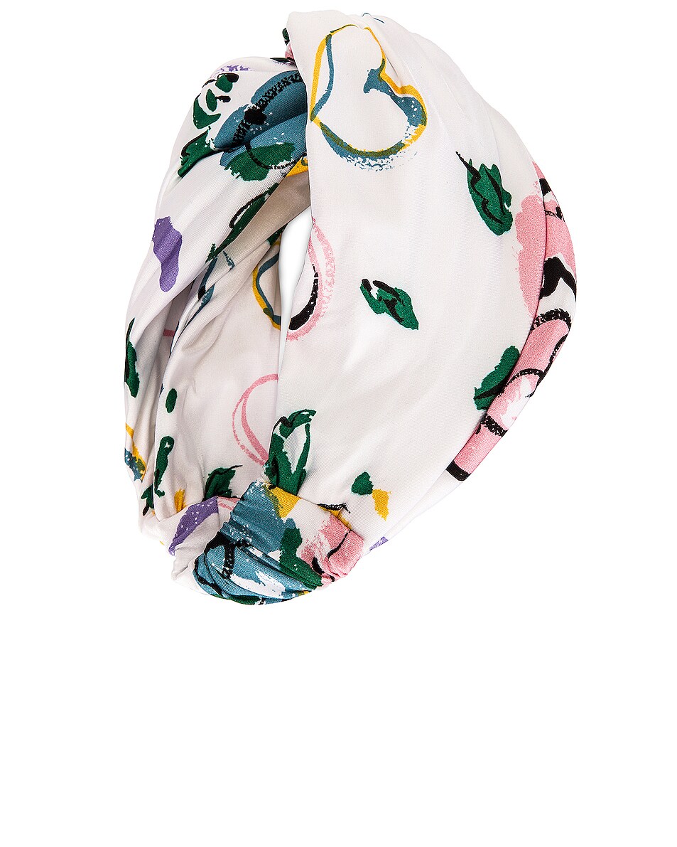 Image 1 of Alessandra Rich Floral Ribbon Print Headband in White