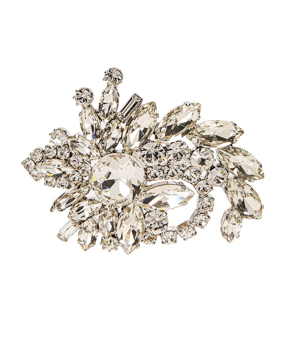Image 1 of Alessandra Rich Crystal Cluster Brooch in Crystal & Silver
