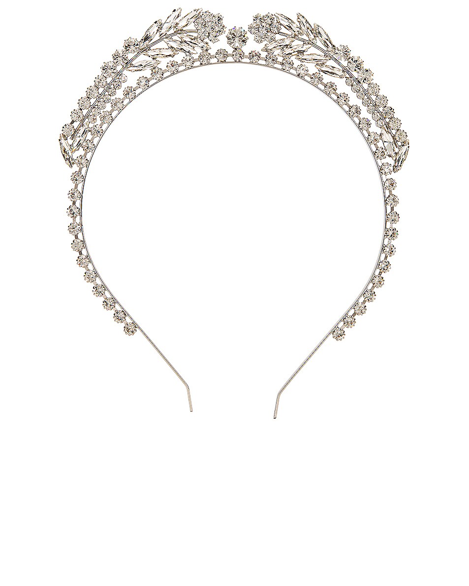 Image 1 of Alessandra Rich Crystal Wreath Headband in Crystal & Silver