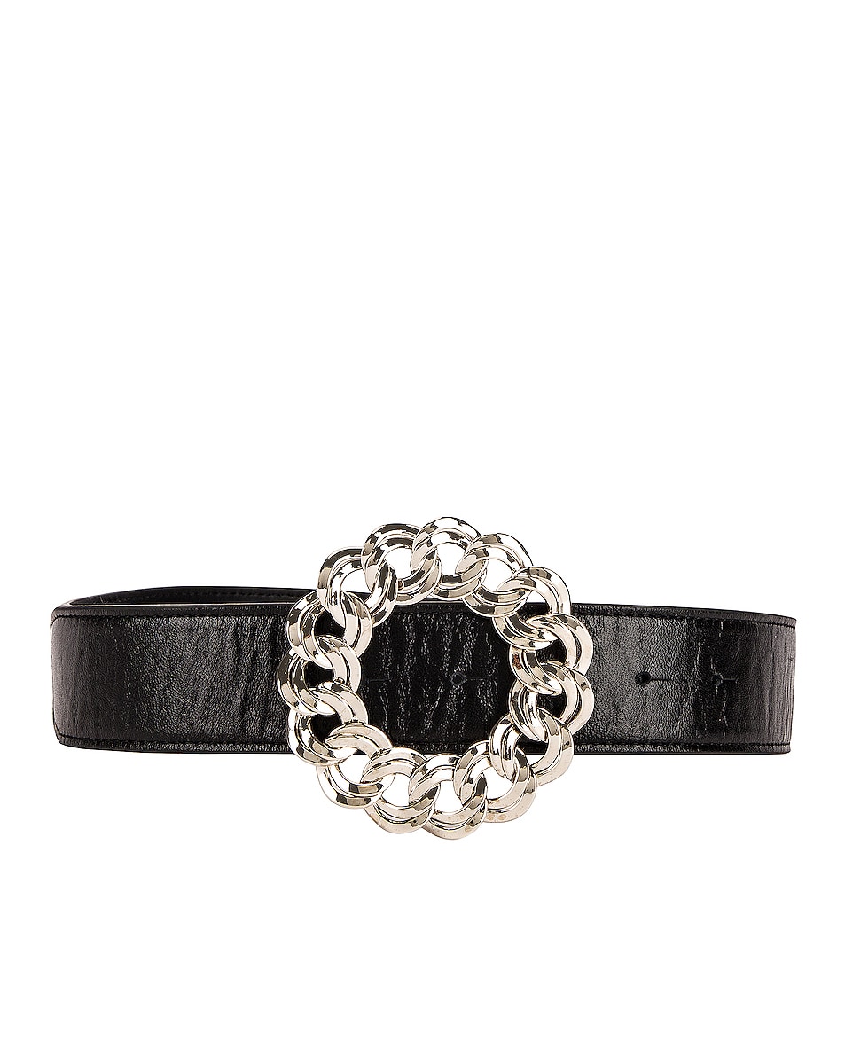 Image 1 of Alessandra Rich Leather Chain Buckle Belt in Black