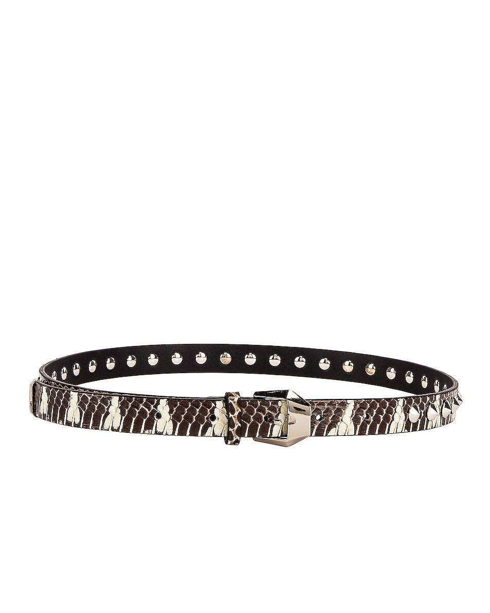 Image 1 of Alessandra Rich Small Leather Spike Belt in Off White
