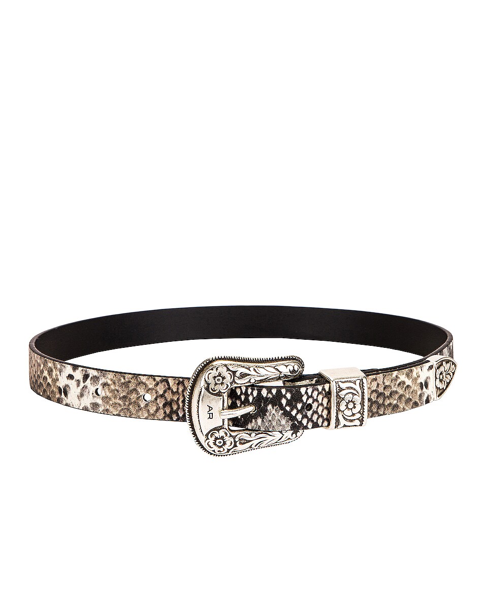 Image 1 of Alessandra Rich Python Print Leather Belt in Off White