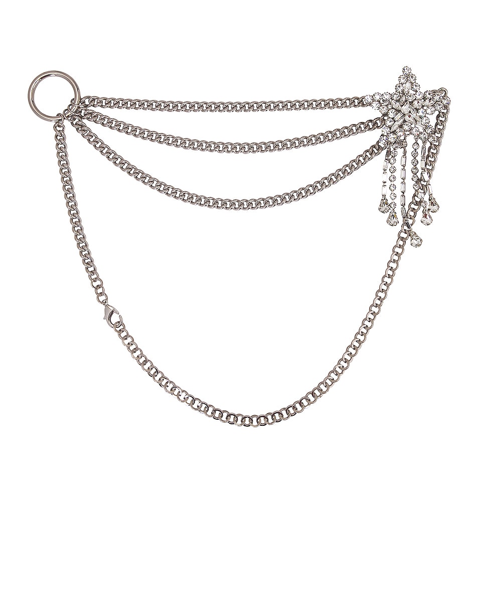 Image 1 of Alessandra Rich Crystal Star Embellished Chain Belt in Crystal & Silver