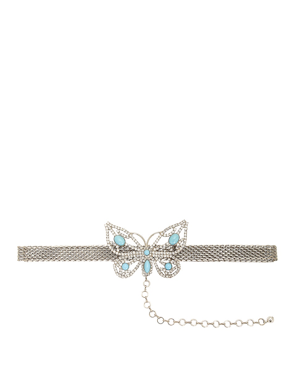 Image 1 of Alessandra Rich Butterfly Chain Belt in Crystal & Silver