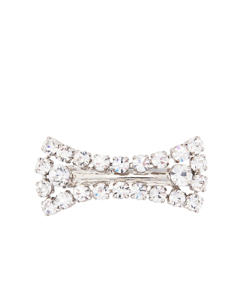 Image 1 of Alessandra Rich Crystal Bow Hair Clip in Crystal & Silver