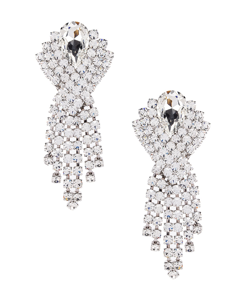 Image 1 of Alessandra Rich Ribbon Earrings in Silver