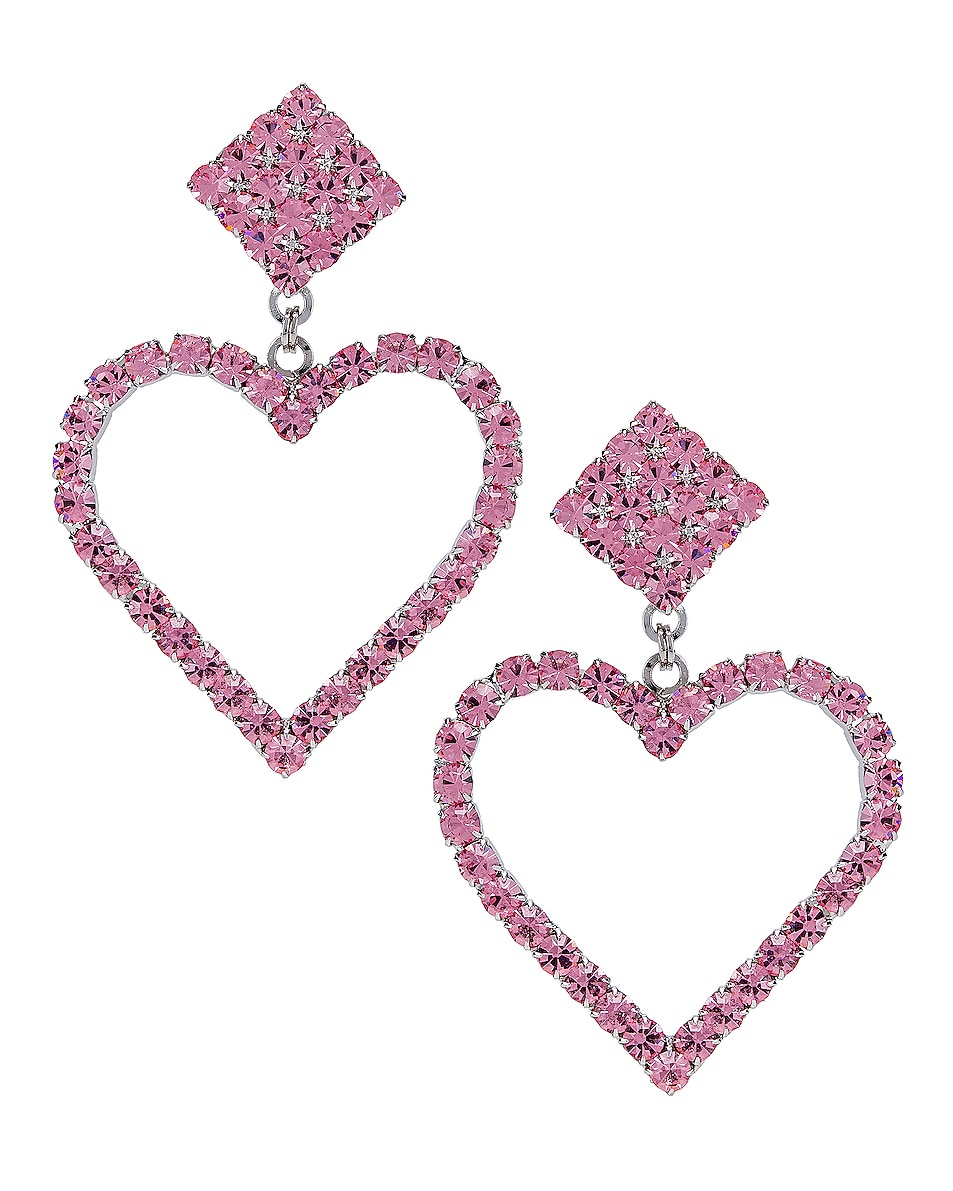 Image 1 of Alessandra Rich Heart Earrings in Pink