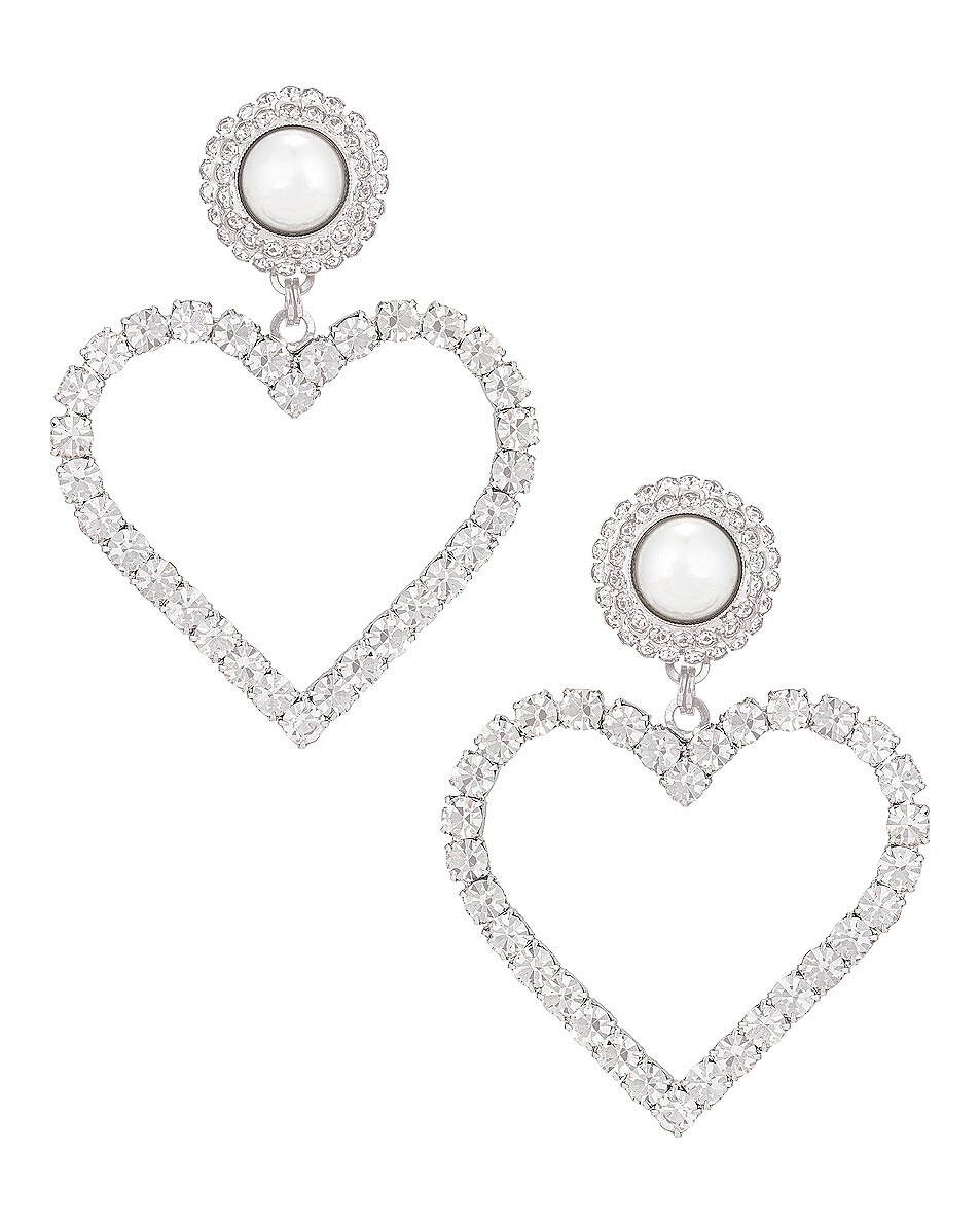 Image 1 of Alessandra Rich Heart Earrings in Crystal