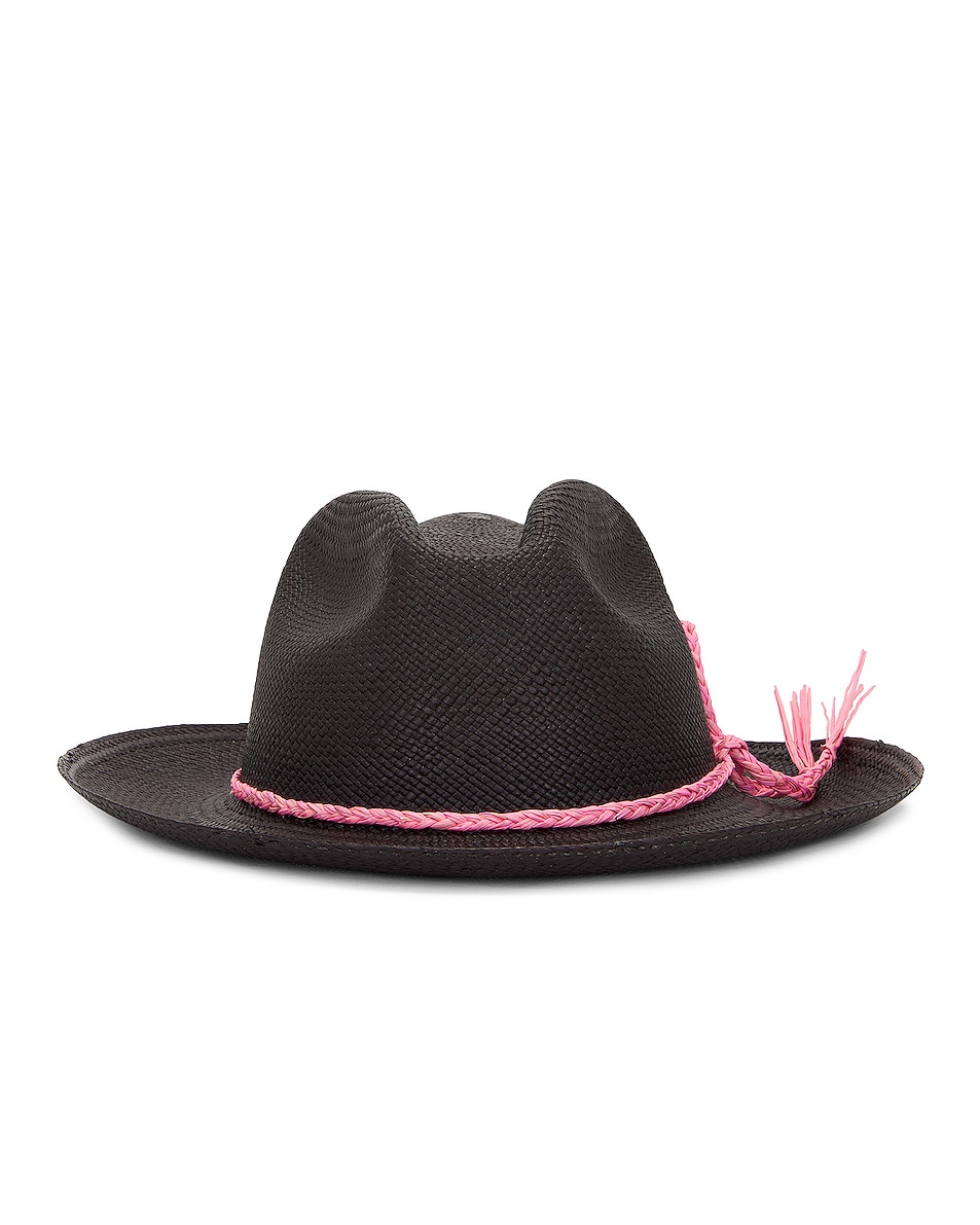 Image 1 of Artesano Provins Hat in Black & Pale Magenta Toquilla Cord