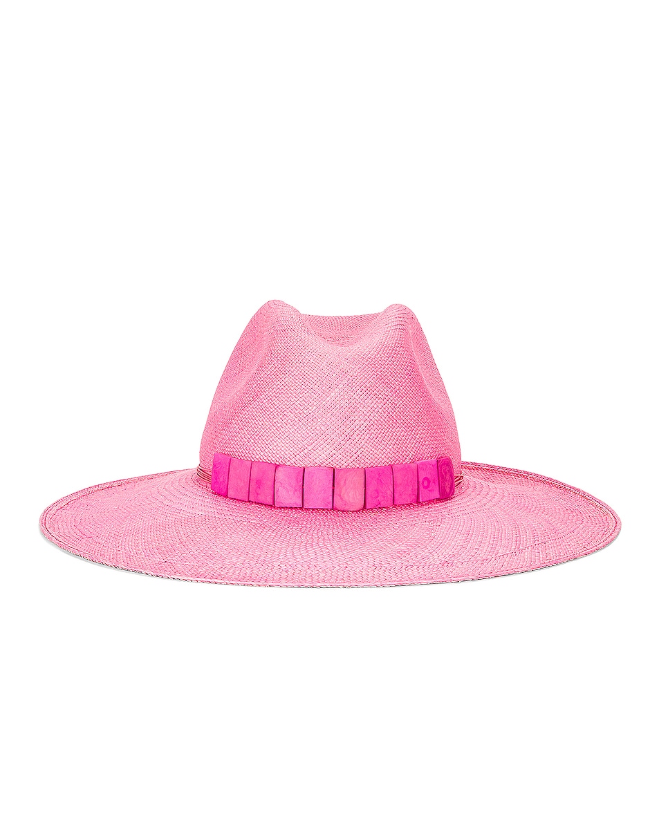 Image 1 of Artesano Antiparos Hat in Pink Rose & Square Tagua Beads