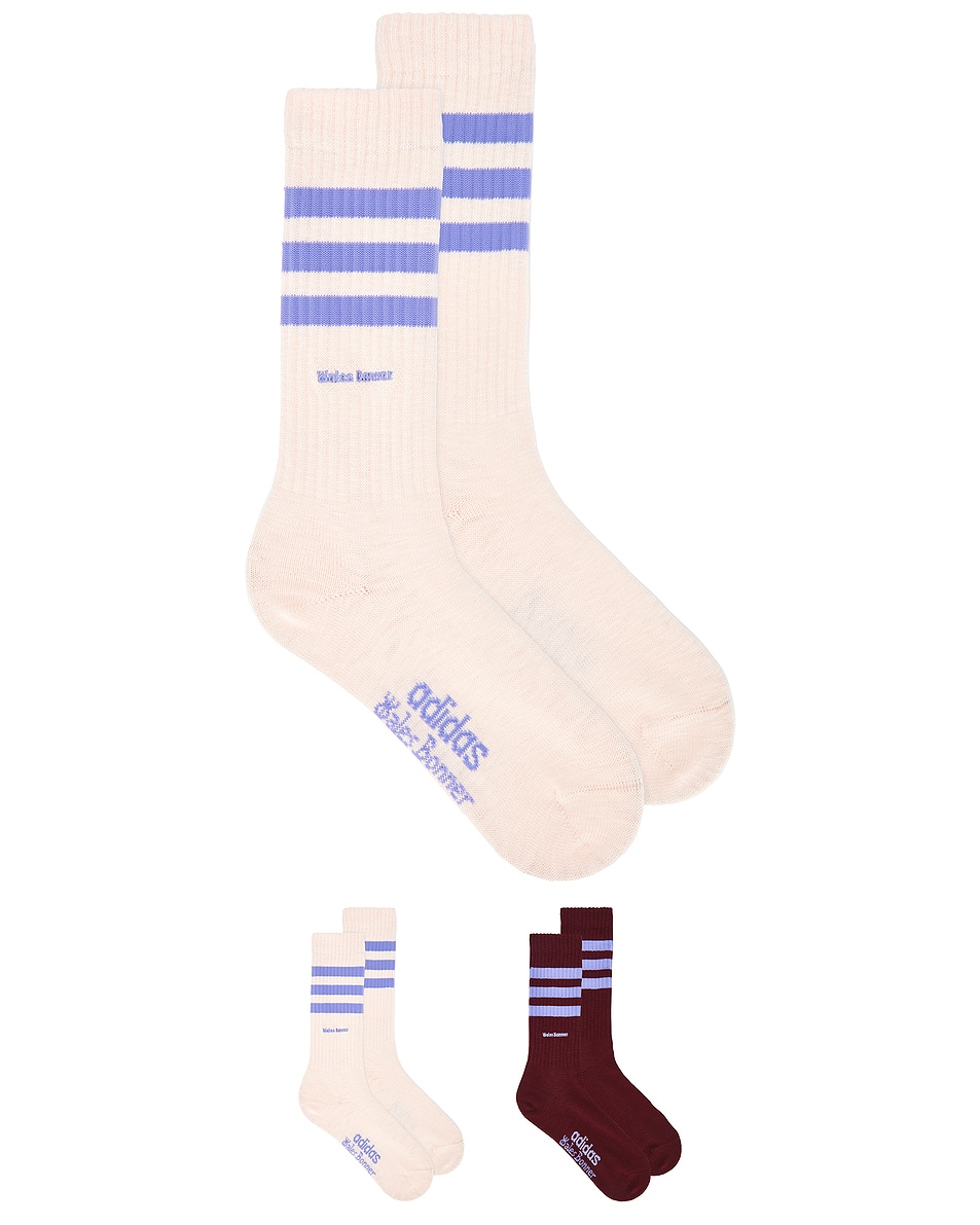 Image 1 of adidas by Wales Bonner 3s Sock in Maroon & Wonqua