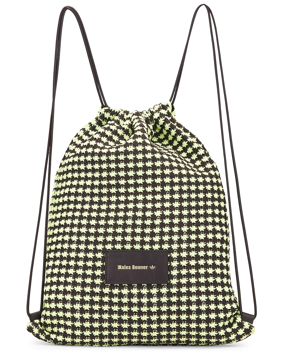 Image 1 of adidas by Wales Bonner Crochet Gymbag in Semi Frozen Yellow & Night Brown