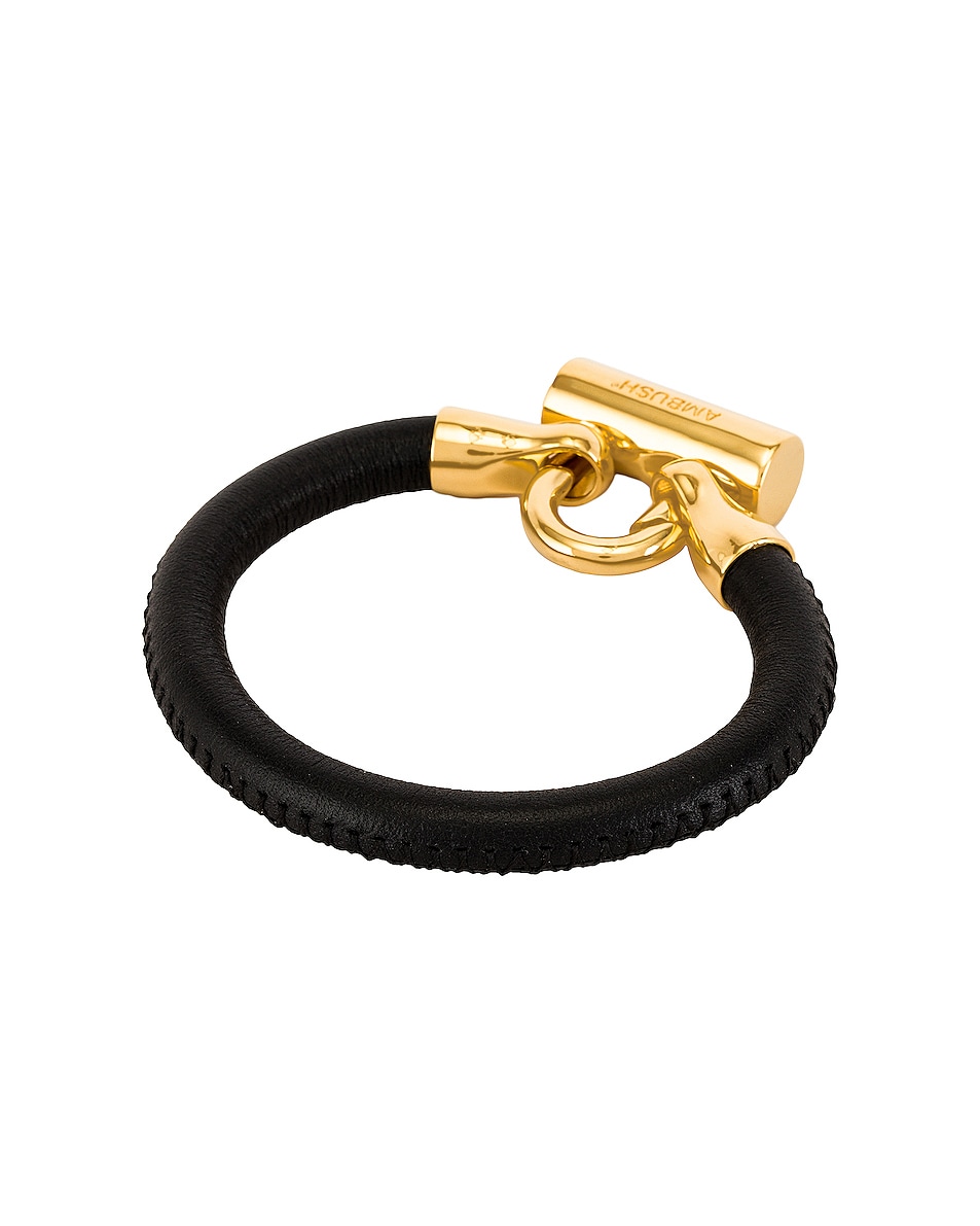 Image 1 of Ambush Bike Lock Leather Bracelet in Gold