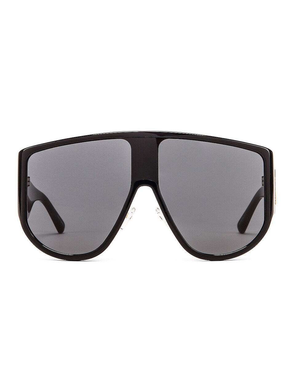 Image 1 of THE ATTICO Oversize Shield Sunglasses in Black & Yellow Gold