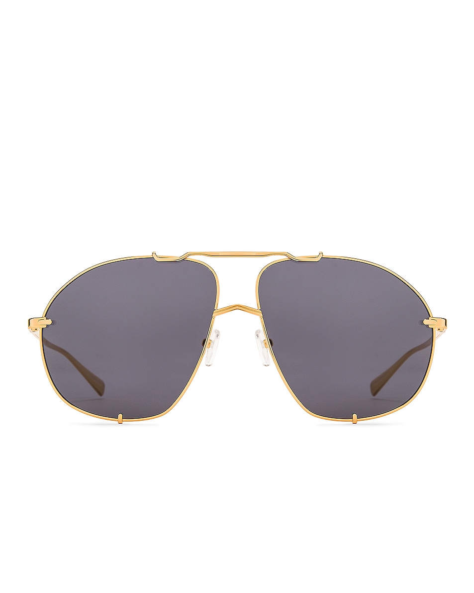 Image 1 of THE ATTICO Mina Aviator Sunglasses in Yellow Gold & Grey