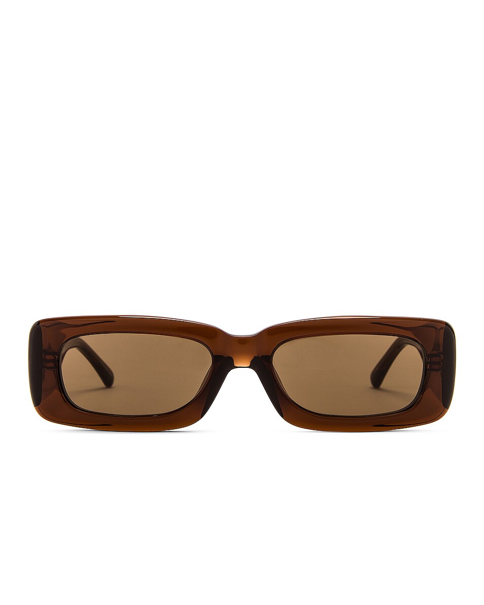 THE ATTICO Mini Marfa Sunglasses in Brown & Yellow Gold | FWRD