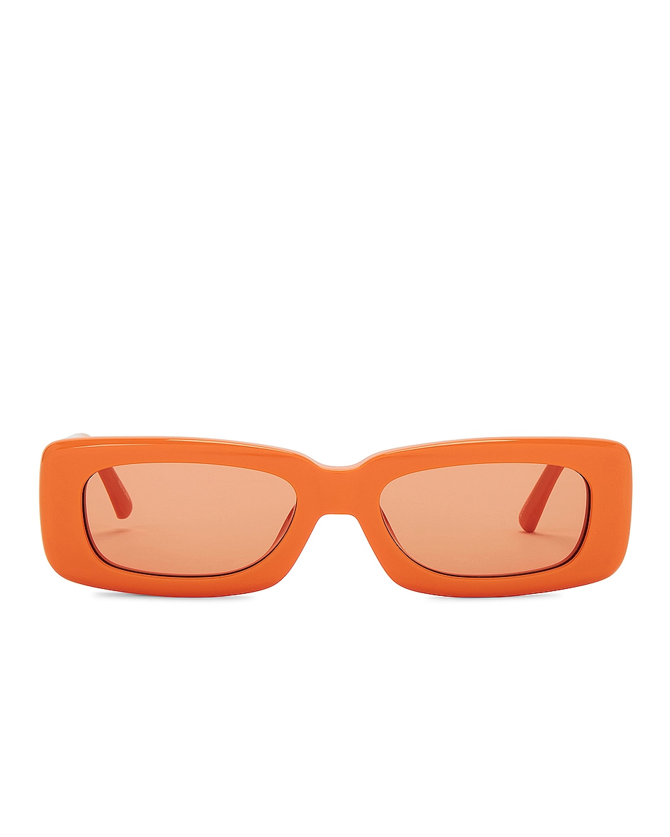 Image 1 of THE ATTICO Mini Marfa Rectangular Sunglasses in Orange