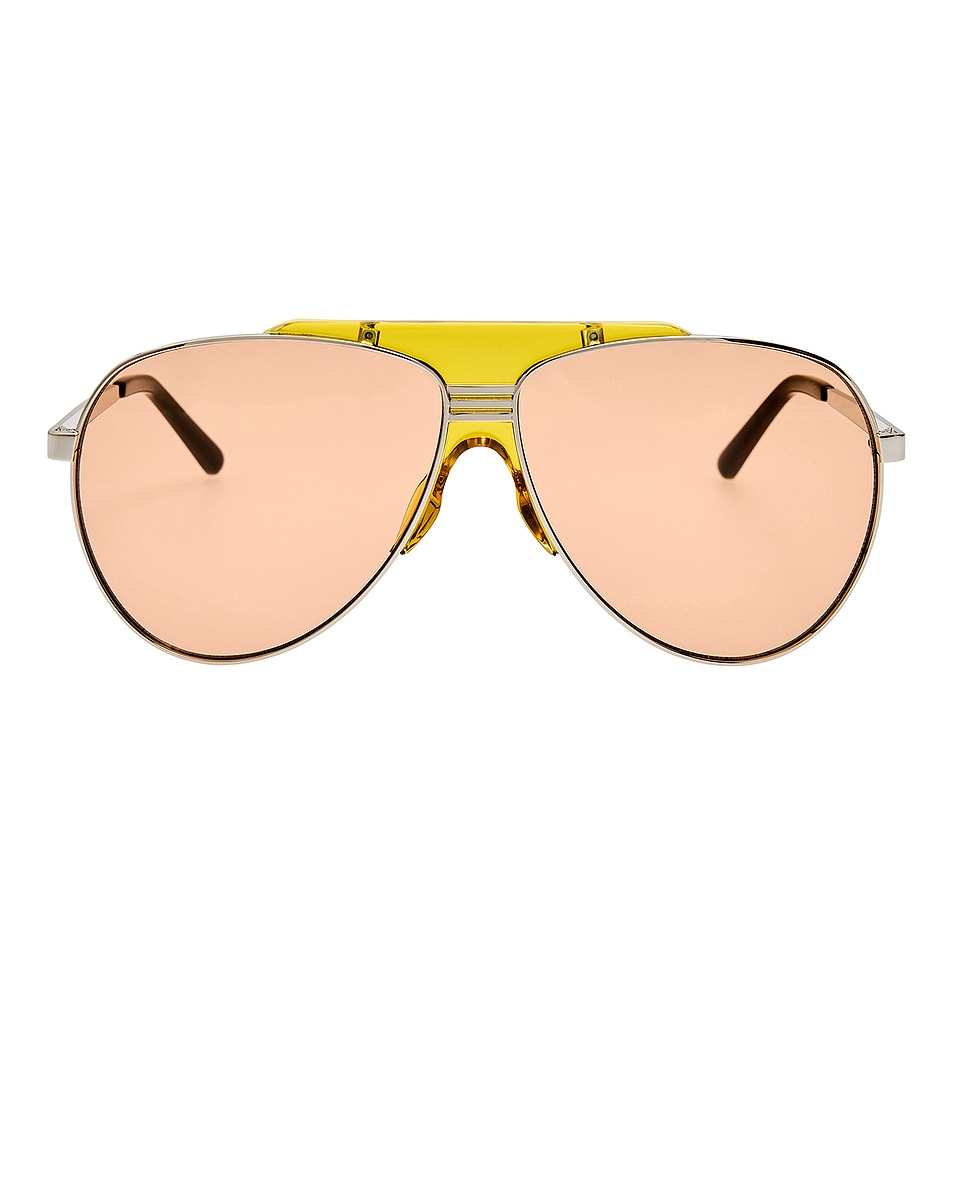 Image 1 of THE ATTICO Aviator Sunglasses in Silver, Mustard, & Camel