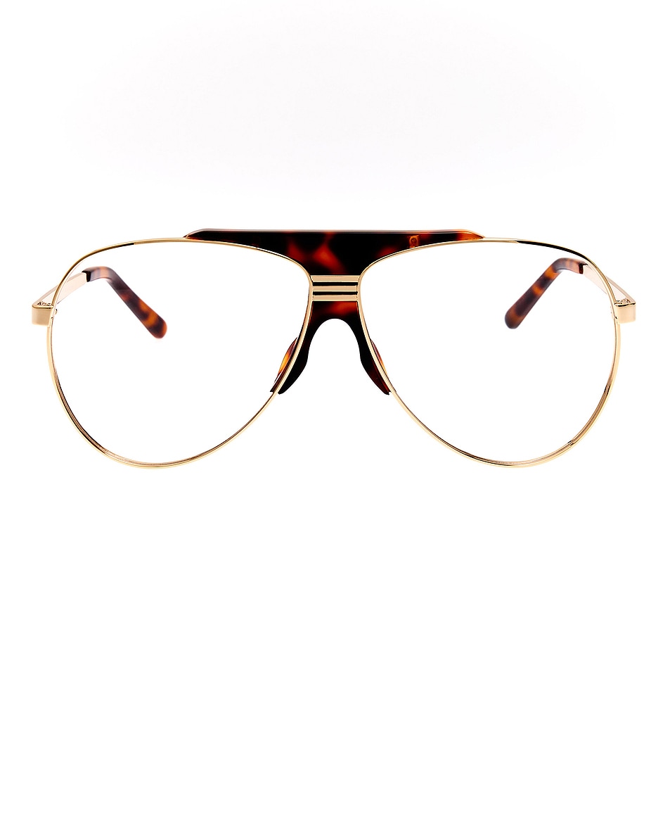 Image 1 of THE ATTICO Aviator Optical Eyeglasses in Yellow Gold & T-shell