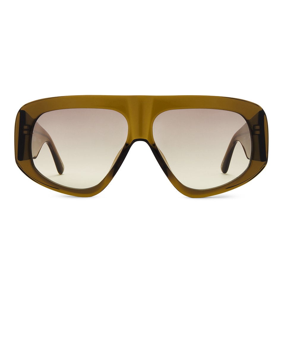 Image 1 of THE ATTICO Shield Sunglasses in Olive, Silver, & Mustard Gradient