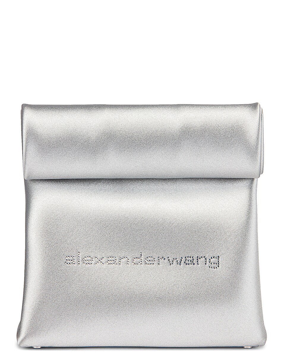 Image 1 of Alexander Wang Crystal Logo Lunch Bag Clutch in Alloy