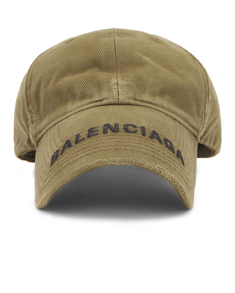 Image 1 of Balenciaga Visor Logo Cap in Khaki & Black
