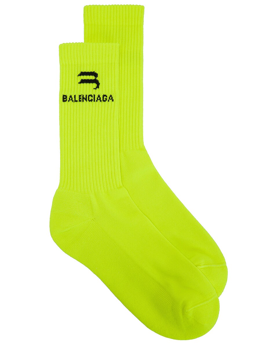 Image 1 of Balenciaga Sporty B Tennis Socks in Lemon & Black