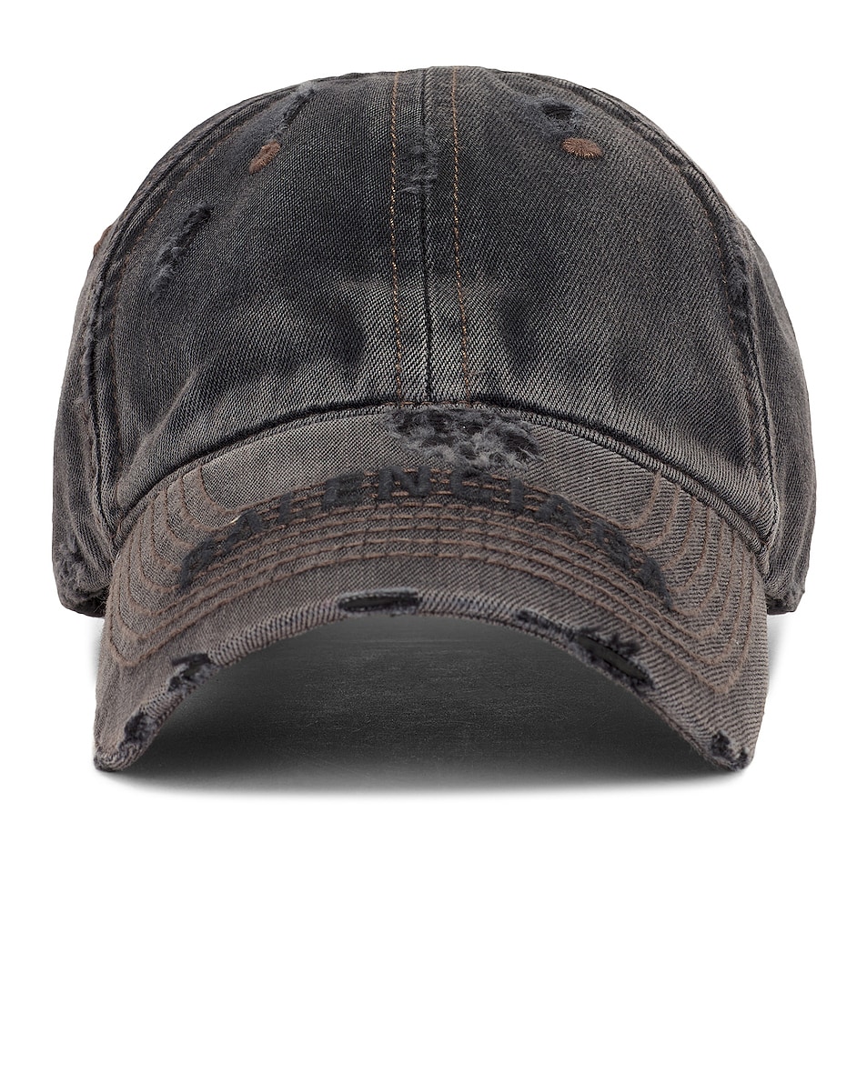 Image 1 of Balenciaga Denim Cap in Charcoal