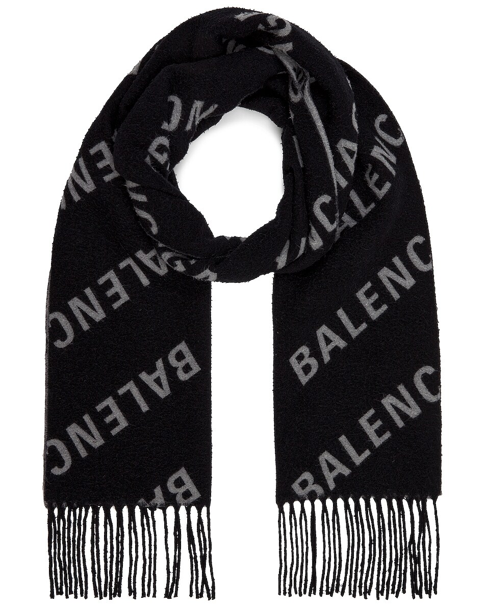 Image 1 of Balenciaga All Over Blanket Scarf in Black & White