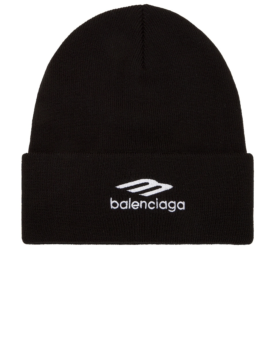 Image 1 of Balenciaga Sport Icon Beanie in Black & White