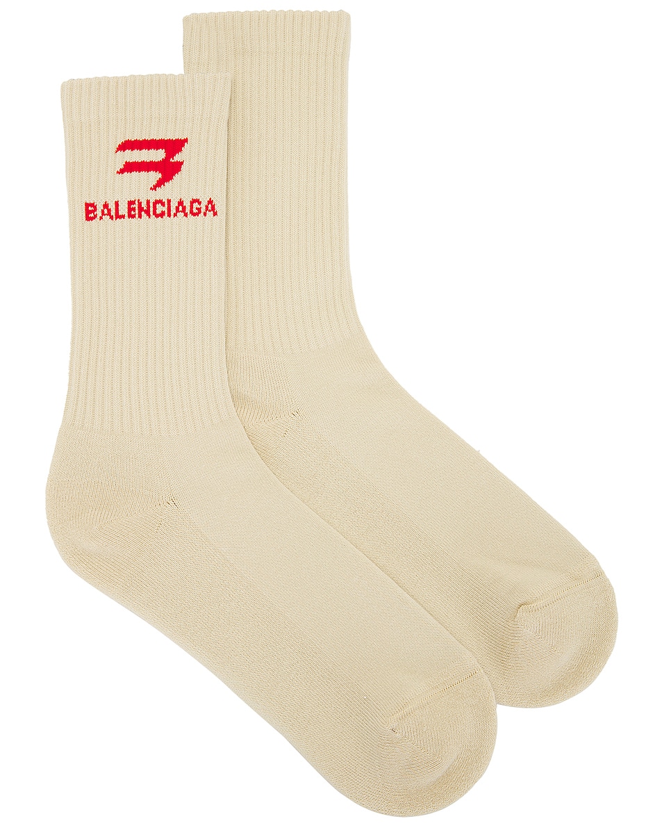 Image 1 of Balenciaga Sporty Sock in Sand & Red